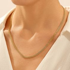 This Flat Chain is an essential accessory for any fashionista. Its simple yet stylish design makes it perfect for both casual and formal outfits. Whether you're wearing a T-shirt and jeans or a dress, this flat chain will add a subtle touch of class to your look. With its timeless elegance, this chain is sure to become a staple in your wardrobe. - Made in 14k Solid Gold- Chain Width, 4.00 mm / 0.16 inches- Thickness, 1.20 mm / 0.05 inches - This product comes with iconic Norm Jewels gift box Minimalist Chain Necklace With Chain Strap, Casual Link Chain Jewelry, Trendy Double Snake Chain Necklace, Trendy Double Snake Chain Necklaces, Classic Everyday Double Chain Necklace, Minimalist Chain Necklace For Formal Occasions, Elegant Double Chain Link Necklace, Trendy Snake Chain Clavicle Necklace, Chic Yellow Gold Necklace With Chain Strap