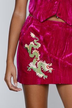 Vinyl Skirt, Vinyl Skirting, Raspberry Ripple, Velvet Mini Skirt, Embroidered Velvet, Smooth Operator, Nice Dresses, Mini Skirt, Hot Pink