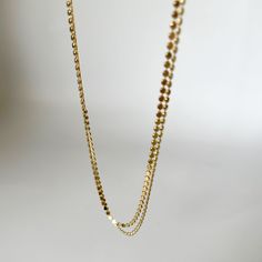 The Harlow Flat Ball Chain is the perfect layering chain. This chain adds a fun twist to your typical chain. Add a charm to the Harlow Flat Ball Chain to add a personalized touch! Product Details: 14K Gold-Filled Flat Ball Chain 16" & 18" Lengths Available Water-Wearable Made in Scottsdale, AZ Click here to buy an extender Model Specs: In Photo 2, Model is wearing 16" & 18" Harlow in on-body shot In Photo 4, Model is wearing 18" Harlow in on-body shot Dainty Double Chain Link Necklace, Double Strand Curb Chain Necklace, Gold Double Snake Chain Necklace, Gold Layered Snake Chain Necklace, Dainty Necklaces With Double Chain And Chain Link, Gold Double Strand Curb Chain Necklace, Double Strand Yellow Gold Layered Necklace, Gold-plated Double Chain Link Necklace, Double Strand Layered Necklace In Yellow Gold