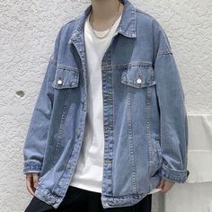 Light Blue Jacket Outfit, Blue Jacket Outfits Men, Soft Boy Aesthetic Outfits, Men Jean Jacket, Jean Jacket Outfits Men, Mens Jean Jacket, Mens Layering, Outfit Cowok, Boys Jean Jacket