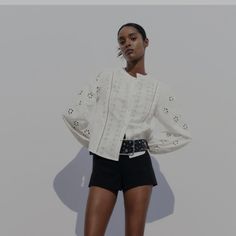 New With Tags Cropped Style. Eyelet Blouse, Zara White, Walker Boots, Cropped Style, Garment Bags, Rain And Snow Boots, Zara Tops, Jeans Pants, Trending Accessories