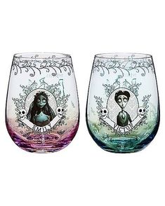 Corpse Bride Stemless Glass Set 13 oz. - 2 Pack - FOREVER HALLOWEEN Tim Burton's Corpse Bride, Corpse Bride Wedding, Tim Burton Corpse Bride, 2nd Wedding Dresses