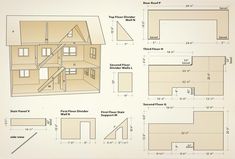 the floor plan for a dollhouse is shown in three different sizes and measurementss