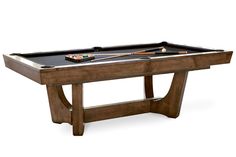 a pool table with two cues on it