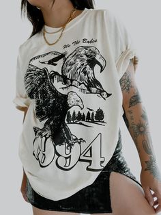 1994 Eagle Tee – We The Babes Vintage Oversized Screen Print T-shirt, Oversized Vintage T-shirt With Screen Print, Oversized Vintage T-shirt With Graphic Print, Retro Oversized T-shirt With Front Print, Oversized Retro T-shirt With Front Print, Aesthetic Tshirt, Eagle Tee, Comfort Colors Tee, Retro Aesthetic