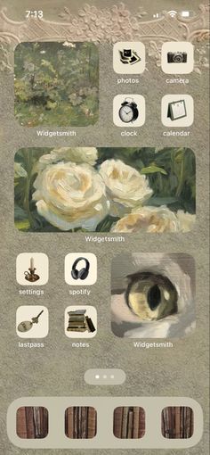 an iphone screen with pictures and text on the bottom right corner, including roses in white