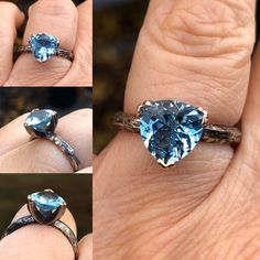 The Maggie ring has three large prongs which each prong has been cut in to three tiny prongs. The stone is a trillion blue topaz. The Topaz is sky blue 2.28cts 8 mm trillion. The metal is rose gold in color, which is actually my custom alloy Robonium. Size 7 JC184 Convo me about sizing this ring has limitations. All USA buyer ship free. International buyer please convo me about shipping cost and please check with your local mail center for restrictions on jewelry to your country. Blue Trillion-cut Topaz Ring, Blue Topaz Trillion Cut Ring, Blue Trillion Cut Topaz Ring, Blue Topaz Trillion Cut Ring Gift, Blue Trillion Cut Topaz Ring With Accent Stones, Trillion Cut Topaz Ring With Accent Stones, Trillion Cut Blue Topaz Gemstone Jewelry, Trillion Cut Blue Topaz Jewelry With Accent Stones, Trillion Cut Blue Topaz Ring With Accent Stones