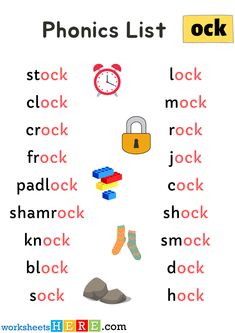 the phonics list includes words and pictures to help kids learn how to read them