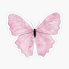 a pink butterfly sticker on a white background