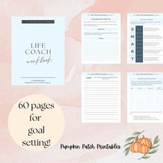 60 Page Life Coach Workbook | SMART Goals | Goal Setting | Therapy Tools | DBT Skills | Goal Tracking | Behavioral Intervention | Worksheets SMART Goals WorkBook- can be used to set goals, for all ages!  This is a digital download! No physical product will be sent to you. Not for resale or giveaways! Dbt Skills, Goal Tracking, Therapy Tools, Smart Goals, Set Goals, Goal Setting, Setting Goals, Blank Book, Book Journal