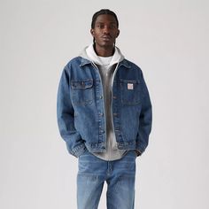 Sunrise Trucker Jacket - Medium Wash | Levi's® US Levis Jacket Outfit, Trucker Jacket Men, Levis Denim Jacket, Jean Jacket Men, Jean Jacket Outfits, Levis Jacket, Levis Denim, Trucker Jacket, Silhouette Design