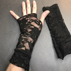 Bundle & Save On Shipping! Goth Black Lace Gloves Floral Fingerless Cuffs Wedding Wrist Length Steampunk Os Long And Beautiful Black Floral Open Lace Stretchy Gloves With Thumb Holes. Check My Other Listings For More Versions Of These! Length: 8" Width: 6.50"-9" 92% Polyester. 8% Spandex. Aw53 Follow Trixy Xchange! Check Out My Other Listings For More Arm & Leg Warmers!! Gothic Arm Warmers, Victorian Era Gloves, Y2k Fingerless Gloves, Vampire Goth Accessories, Black Fingerless Gloves Aesthetic, Romantic Goth Accessories, Black Prom Accessories, Vkei Clothes, Goth Arm Warmers