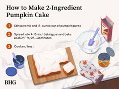 how to make 2 - ingredient pumpkin cake with instructions for making it in the microwave