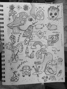 Doodledrawingsflash art Drawings On Notebooks, Drawings In Notebooks, Random Mini Drawings, Doodles In Sketchbook, Things To Draw In Your Notebook, Notebook Drawings Doodles Sketches, Doodle Art Designs Sketch Books, Doodle Art Journals Sketchbooks, Easy Hippie Drawing