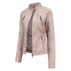 Popular Short Leather Jacket for Women - Red,3XL Beige Leather Biker Jacket For Fall, Casual Leather Jacket With Stand Collar For Fall, Fitted Beige Leather Jacket, Casual Style, Fitted Beige Leather Jacket Casual Style, Beige Fitted Leather Jacket, Stand Collar Leather Jacket For Fall, Solid Leather Jacket With Stand Collar For Fall, Spring Leather Outerwear With Stand Collar, Plus Size Leather Jacket