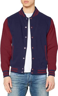 Varsity Jacket, Oxford, Navy, Red, Fabric