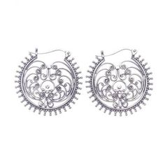 Thai artisan Lalana creates this beatific pair of dangle earrings. Crafted from sterling silver each round earring features intricate openwork swirl and dot patterns. Heart Ear Cuff, Dot Patterns, Round Earring, Spiral Pattern, Sterling Silver Hoop Earrings, Women Artisans, Sterling Silver Hoops, Contemporary Jewelry, Jewelry Packaging