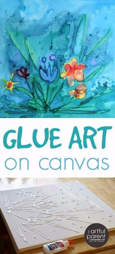 an art project for kids that uses glue to paint flowers on canvas