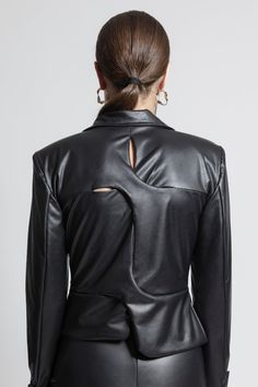 Introducing our chic black vegan leather blazer - a modern essential for every wardrobe. Elevate your look with its matte finish, sleek faux leather texture, and tailored silhouette. Perfect for adding a touch of edgy sophistication to any outfit, whether it's a night out or a stylish office ensemble. Make a statement with this must-have piece. Fitted Faux Leather Blazer For Night Out, Sleek Structured Blazer For Night Out, Trendy Fitted Leather Jacket For Office, Structured Black Blazer For Party, Sleek Fitted Faux Leather Outerwear, Sleek Structured Party Blazer, Modern Faux Leather Outerwear For Office, Structured Outerwear For Fall Party, Sleek Black Leather Jacket For Party