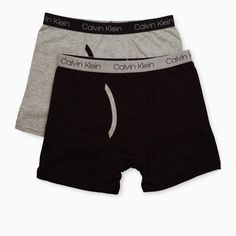 Brand: Calvin Klein Condition: New In Original Packaging Size: X-Small (4-5) Style: Boxer Briefs Gender: Boys Color: Black And Grey Material: Cotton Quantity: 2 Boys Boxers, Pastel Outfit, Plus Size Activewear, Calvin Klein Black, Boxer Briefs, Big Boys, Dresses With Leggings, Swimwear Tops, Big Kids