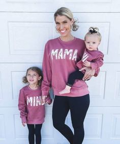 Now you can match your little one in these amazing Mama & Mini matching Sweatshirts. Unisex. They are made from light cotton babyterry fabric. Perfect for matching your family this season. Please note: Items need to be added to basket separately to receive the set. Regular fit, please order a size up if you like them to be oversized. Long sleeves for easy wear and layering. DTG Pigment Print - can be washed with warm water and can be ironed with care. Durable Print. Size: 6m - 8 years, S/M - XL Mommy Daughter Sweaters, Cute Long Sleeve Matching Set Tops, Family Matching Pink Tops For Fall, Cotton Family Matching Tops Set, Matching Cotton Sweatshirt For Fall, Cotton Fall Sweatshirt, Family Matching Sweatshirt For Fall, Family Matching Fall Sweatshirt, Family Matching Long Sleeve Letter Print Tops