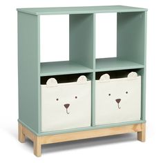 a toy storage unit with two cubby bears