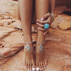 Metals Type: Zinc AlloyMaterial: MetalLength: 25Item Type: AnkletsStyle: ClassicShape\pattern: Round Boho Anklets Bohemian, Turquoise Anklet, Wedding Anklets, Estilo Hippy, Foot Bracelet, Summer Anklets, Anklets Boho, Hippy Chic, Women Anklets