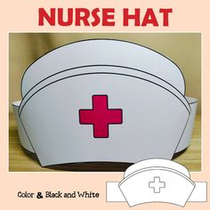 a paper hat with a red cross on it and the words nurse's hat