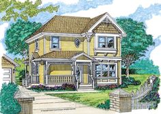 this is an artist's rendering of these victorian house plans