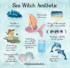 Mermaid Witch Aesthetic, Witchy Practices, Sea Witch Aesthetic, Ocean Witch, Magickal Tips, Weather Witch, Mermaid Spells, Witch Types