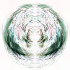 an abstract image of the center of a circular object in green, pink and white