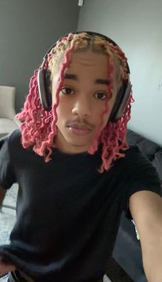 #dreadstyles #dreadlocks #dreads #dreadhead #dreadstagram #dreadlocklove #locstyles #locs #locjourney #hairstyles #haircolor #dyedhairideas #pinkhair #model Pink Dreadlocks Men, Long Dreadlocks Men, Locs Colors, Purple Dreads, Taper Fade Short Hair, Natural Hair Men