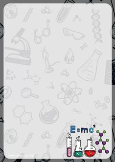 an image of science themed wallpaper with the words e = mc and flasks