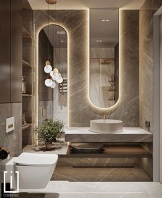 a modern bathroom with marble walls and flooring