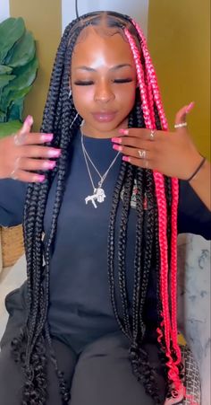 Braided Hairstyles Big Braids, Pretty Hair Styles Braids, Big Box Braids With Color, October Hairstyles Black Women, Cute Color Combinations For Braids, Lemonade Braids Color, Cute Braided Hairstyles With Color, Simple Hairstyles With Braids, Braids With Curls Color