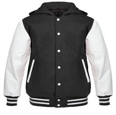 hodded varsity letterman baseball jacket White Hooded Varsity Jacket With Ribbed Cuffs, Cotton Varsity Jacket With Baseball Collar For Outdoor, Varsity Jacket With Double-lined Hood, Winter Varsity Jacket With Double-lined Hood, Hooded Cotton Varsity Jacket For Baseball Season, Hooded Cotton Varsity Jacket For Outdoor, Hooded Varsity Jacket With Ribbed Cuffs For Outdoor, Hooded Varsity Jacket With Double-lined Hood, White Hooded Varsity Jacket For Outdoor