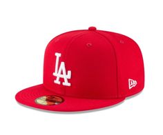 LA Dodgers Scarlet Fitted Cap - Craze Fashion Ny Hats, Lids Hat, Custom Fitted Hats, Ny Hat, Swag Hats, Dodger Hats, Dope Hats, New Era Hat, Fashion Cap