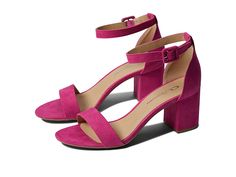 CL By Laundry Jody - Women's Shoes : Fuchsia Super Suede : The CL By Laundry Jody heeled sandals feature a timeless two-strap silhouette and block heel that goes with any look! Synthetic upper and lining with cushioned footbed. Synthetic outsole. Imported. Weight of footwear is based on a single item, not a pair. Pink Heels With Stacked Heel And Medium Width, Pink Sandals With Stacked Low Heel, Pink Sandals With Wrapped Heel Medium Width, Pink Sandals With Heel Strap Medium Width, Pink Low Heel Sandals With Heel Loop, Pink Sandals With Low Heel And Heel Loop, Fushia Heels, Fuchsia Heels, Pink Block Heels