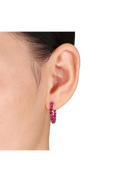 Easy-to-wear hoop earrings will add significant polish to even your most casual ensembles. 1/8" drop; 1/8" width Post back Sterling silver or sterling silver with 18k-gold plate/white topaz, garnet, sapphire, citrine, aquamarine, lab-created ruby or blue topaz Imported Nickel Free Fine Jewelry Hoop Earrings, Sterling Silver Huggie Earrings With Lever Back, Lever Back Huggie Earrings, White Topaz, Blue Topaz, Aquamarine, Citrine, Nordstrom Rack, Garnet