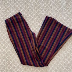 New Never Worn Funky Wide Leg Pants, Fall Striped Stretch Pants, Striped Stretch Pants For Fall, Black Bell Bottom Jeans, Black Bell Bottom, Colorful Pants, Bell Pants, White Flares, Cords Pants