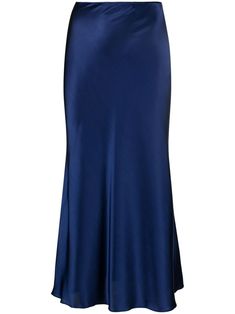 petrol blue silk concealed side zip fastening flared hem mid-calf length Silk Navy Skirt, Classique Outfit, Blue Silk Skirt Outfit, Blue Satin Skirt, Blue Silk Skirt, Silk Skirt Outfit, Long Silk Skirt, Silk Slip Skirt, Blue Maxi Skirt