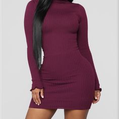 Brand New, Never Worn, Fashion Nova Sweater Dress. Super Cute, Just Ordered The Wrong Size Fitted Ribbed Purple Dress, Purple Mini Length Bodycon Dress For Fall, Purple Bodycon Mini Dress For Fall, Purple Long Sleeve Bodycon Dress For Fall, Fall Purple Bodycon Mini Dress, Dresses Fashion Nova, Red Maxi, Red Dress Maxi, Fashion Nova Dress