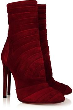 Elegant Boots, Red Booties, High Heel Stiefel, Red Suede