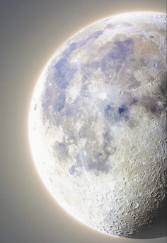 an artist's rendering of the moon with its bright light shining on it, as seen from space