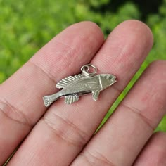 This is a Sterling silver fish pendant/charm. This pendant is a hand poured item. Please be mindful that hand poured items may have variations and sligtht imperfections which adds to the character and uniqueness. This pendant is in excellent condition this would make a great addition to any jewelry lovers collection.  **JUST THE FACTS** Fish Pendant Sterling Silver 925 Weight: 0.8 DWT / 1.2 Grams Bail Diameter: 2mm round Excellent Condition - hand poured new To see more related products from our 1920s Jewelry, Fish Jewelry, Fish Pendant, Silver Fish, Filigree Pendant, Be Mindful, Dope Jewelry, Funky Jewelry, Jewelry Inspo