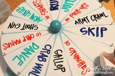 a hand holding a paper towel over a spinning wheel with words written on the sides