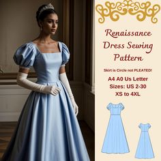 Square Neck Renaissance Cosplay Dress Sewing pattern, Regency Dress, Bridgerton Gown, Ball Gown, Fairy Dress, Victorian Dress, XS-4XL: US Sizes: 2, 4, 6, 8, 10, 12, 14, 16, 18, 20, 22, 24, 26, 28, 30 Standard Sizes: XS, S, M, L, XL, 2XL, 3XL, 4XL These patterns are suitable for A4, A0, and US Letter size papers. As soon as your payment is processed, you will automatically receive download links for the pattern files. *PLEASE NOTE that you will only be able to download the files from a computer; Bridgerton Dress Pattern, Diy Bridgerton Dress, Diy Ball Gown, Ball Gown Sewing Pattern, Prom Dress Sewing Patterns, Medieval Cosplay, Regency Gown