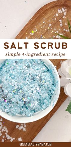 DIY Salt Scrub💛Homemade Salt Scrub Recipe 👉Click HERE for the tutorial Epsom Salt Exfoliating Scrub Diy, Salt Hand Scrub Diy Recipes, Salt Scrubs Homemade, Homemade Salt Scrubs Recipes, Salt Scrub Diy Recipes, Salt Body Scrub Diy, Epsom Salt Scrub Diy, Salt Scrubs Diy, Epson Salt Scrub