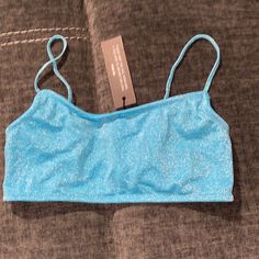 New -Baby Blue Sparkle **No Offers **No Trades ** All Sales Are Final Blue Crop Top For Summer Loungewear, Blue Fitted Crop Top For Loungewear, Fitted Blue Crop Top For Loungewear, Fitted Light Blue Crop Top For Beach, Light Blue Seamless Tops For Beach, Light Blue Seamless Top For Beach, Blue Seamless Crop Top For Beach, Blue Seamless Crop Top For Vacation, Blue Sparkle