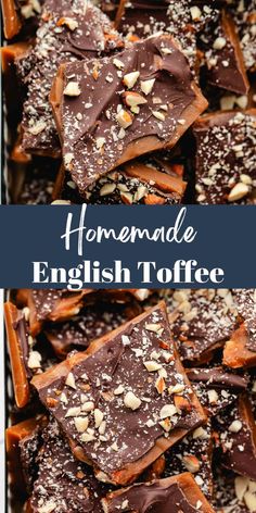 homemade english toffee with nuts and chocolate